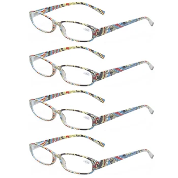 4 bucăți de moda model de ochelari de citit femeile arc balama oval rame ochelari de vedere doamnelor cititori