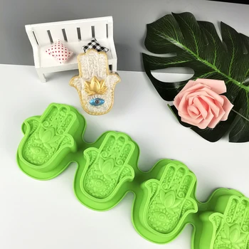4 Cavități Lotus în Palma Silicon Lumânare Săpun Mâinile Mucegai Brevet de Mână de la Fatima Manual DIY Mascota Lumânare Rășină Mucegai