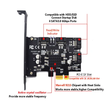 4 Porturi SATA 6Gbps PCI Express Controler Card PCI-e SATA III Adaptor/convertor cu radiatorul de Expansiune Adaptor de Bord pentru PC
