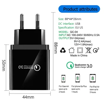 4 Porturi USB Quick Charge 3.0 Încărcător de Telefon 36W QC 3.0 Rapid de Încărcare Pentru iPhone 11 Huawei Mate 30 Pro Perete Adaptor Încărcător de Călătorie