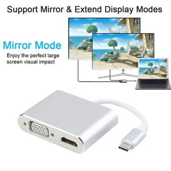 4 în 1 C HUB USB Tip-C pentru 4K HDMI Adaptor VGA USB3.0 Audio Video Converter PD Calculator de Birou Cabluri pentru MacBook