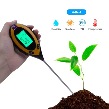 4 În 1 PH-metrului Digital de Umiditate a Solului Monitoriza Temperatura Soarelui Tester Pentru Gradinarit Plante Agricole Instrument de Grădinărit
