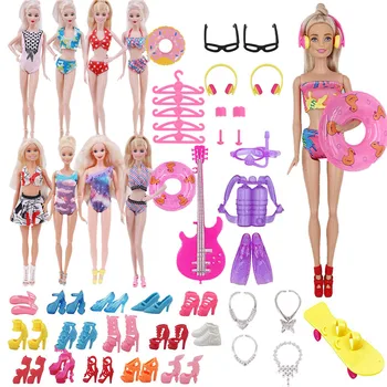 40 buc/Set Barbie Papusa Accesorii Mini Pantofi, ochelari de Soare Chitara Costume de baie Umerase Cercei Bratari Pantofi de Skate Role Jucărie