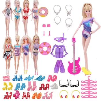 40 buc/Set Barbie Papusa Accesorii Mini Pantofi, ochelari de Soare Chitara Costume de baie Umerase Cercei Bratari Pantofi de Skate Role Jucărie