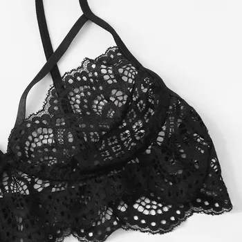 40# femeii Dantela Scurtă Seturi Noi Stiluri Sexy Femei Culoare Solidă Sutien Gol Curea Jartiera Sleepwear Set de Lenjerie Negru S-xl