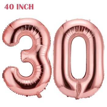 40 Inch Gold / Rose Gold 30 Număr de Baloane Gigant Jumbo 30 Baloane Folie pentru a 30-a zi de Naștere Petrecere Decoratiuni Eveniment Aniversar
