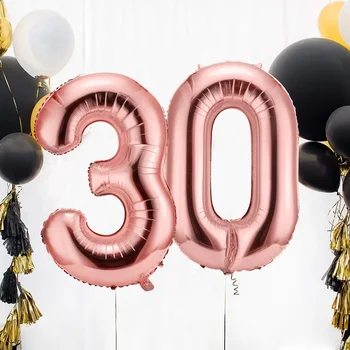 40 Inch Gold / Rose Gold 30 Număr de Baloane Gigant Jumbo 30 Baloane Folie pentru a 30-a zi de Naștere Petrecere Decoratiuni Eveniment Aniversar