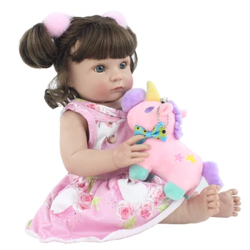 40cm Corp Plin Silicon Moale Renăscut Păpușă Jucărie Pentru Fete Manual de Vinil Mini Unicorn Rochie de Nou-Născuți Papusa Copilul se Scalde Jucărie