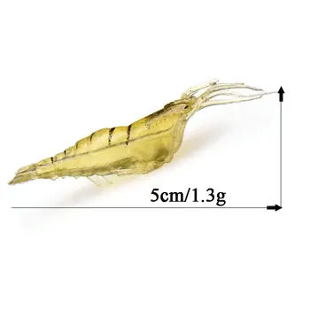 40Pcs/Lot Silicon Momeli 5cm 1.3 g Moale de Pescuit Nada Aur Artificial Creveți Momeala 5 cârlige de Pescuit în Marea Pescuit de Iarna