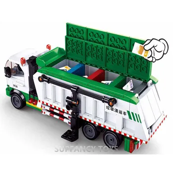 432Pcs Oraș Clasificare Gunoi Camion Masina Brinquedos Model Cărămizi 100 de Carduri Blocuri Kit de Jucarii Educative pentru Copii