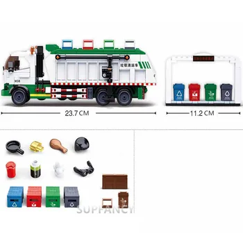 432Pcs Oraș Clasificare Gunoi Camion Masina Brinquedos Model Cărămizi 100 de Carduri Blocuri Kit de Jucarii Educative pentru Copii