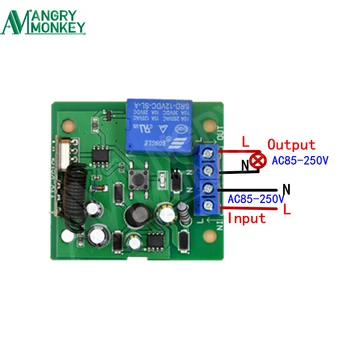 433 Mhz Universal Control de la Distanță Comutator AC85V ~ 250V 1CH Nou Tip Releu Modulul de Receptor și Transmițător RF Electron de Control Diy