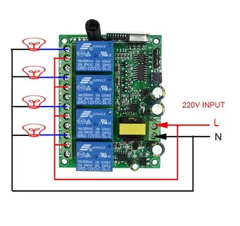 433MHZ AC220V Wireless RF Control de la Distanță 220 V 4 CANALE 4 Canale Comutare de Circuite Integrate Transmițător DIY Înlocui o Parte Instrumentul