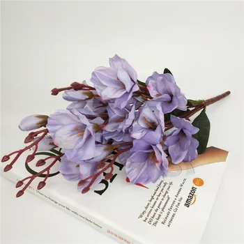 45cm 5 Furci Artificiale Magnolia Buchet de Mătase Orhidee, Flori pentru Nunta, Petrecere de Craciun Decor Acasă de Flori False