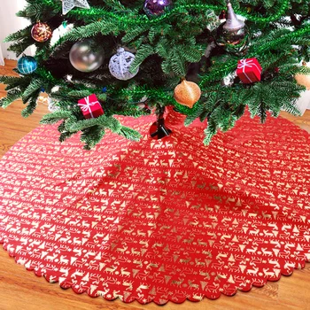 48 Inch Roșu de Pom de Crăciun Fusta cu Aur Cerb de Crăciun Copac Covor Podea Mat Acoperire Decoratiuni de Craciun pentru Casa Noua Anul 2021