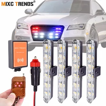 4buc 6LED Strobe LED-uri Auto Lumini de Avertizare la Distanță fără Fir Clipește de Poliție LED Bar pentru Masini Camion de Urgență Auto Lămpi cu LED-uri