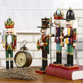 4buc/lot 30cm lemn colorat spargatorul de nuci soldat ornament pentru decoratiuni realizate manual in miniatura artizanat din lemn decor de Crăciun
