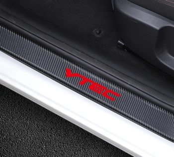 4buc/Lot 4D fibra de carbon de Styling Auto VTEC Emblema Pragului de Ușă de Protecție Autocolante pentru Honda Civic Accord Odyssey modelului spirior CRV