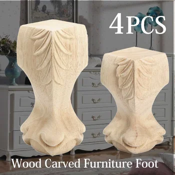 4buc/set 15/10x6cm Sculptură Picioare de Mobilier din lemn Masiv Stil European Elegant de Artă Sculptate Canapea, TV Cabinetul Picioare Mobilier