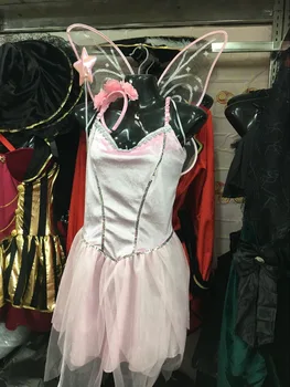 4buc/Set Costum de Halloween Pentru Adulti Femei Printesa Tinker Bell Costume Petrecere a Burlacelor Roz Înger Elf Floare Rochie Zână Cu Aripi