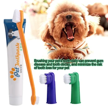 4buc/Set Câine de Companie Pisici Calcul Halitoza Îndepărtarea Pasta de dinti Periuta de dinti animale de Companie Îngrijire Orală Produse de curățat Dinții