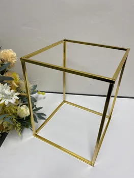 4buc/set de aur Galvanizare din fier Forjat cadru dreptunghiular petrecere de nunta provizii de drum duce flori artificiale fondul sta