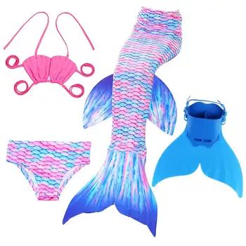 4BUC/Set mă înec Copiii Dianonds Coada de Sirena Cu Monofin Fin pentru Copii Fete de costume de Baie Coada de Sirena Costum pentru Fete de Înot