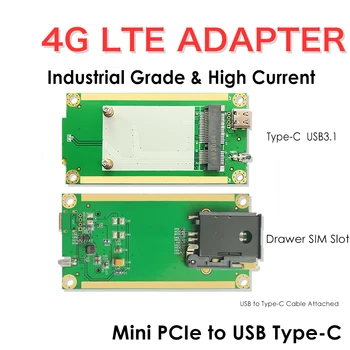 4G LTE Industriale Mini PCIe pentru Adaptor USB(Tip C USB3.1) W/Slot pentru Card SIM de Tip-C pentru Cablu USB Pentru WWAN/LTE 3G/4G Wireless Module