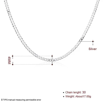 4mm Lanțuri Laterale Link-ul Lanț Colier,2017 Brand Nou Glam Moda Bijuterii Europa Argint 925 Bijoux Cadou Pentru Barbati Femei