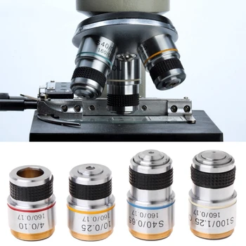 4X, 10X, 40X și 100X Lentilă Acromatică, pentru Microscop Biologic de Laborator Educație Microscop Biologic Obiectiv