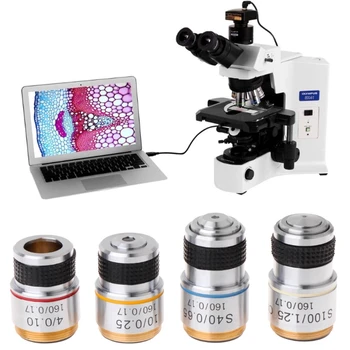 4X, 10X, 40X și 100X Lentilă Acromatică, pentru Microscop Biologic de Laborator Educație Microscop Biologic Obiectiv