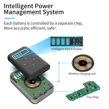4x 18650 Baterie DIY Qi Wireless Charger USB de Tip C PD Încărcare Rapidă Power Bank Cutie Caz Shell pentru Telefonul Mobil, Tableta, PC