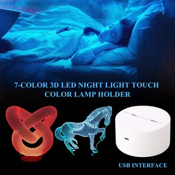 5/10/lot buc 7 Culori Atinge Lampa de Bază Pentru 3D Lumina de Noapte LED-uri de Lumină de Bază Alb/Negru Led Lampă Titularului Portalampada Fierbinte de Vânzare