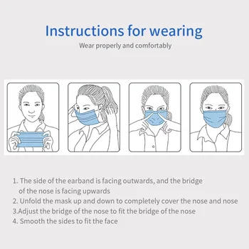 5-200pcs 3 Straturi Mască de protecție la praf Măști Medicale Elastic Ureche Buclă Unică folosință Anti-Praf de Unică folosință, Măști Medicale