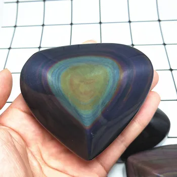 5-7cm Naturale curcubeu obsidian inimile cristal obsidian Cuarț Forma de Inima cu Cristale de Vindecare Cadou 1buc
