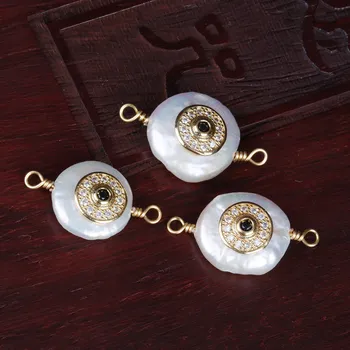 5 buc/pack aur alb negru cz rău protecția ochilor apă dulce pearl wrap sârmă conector pandantiv șirag de mărgele de farmec pentru femei bijuterii DIY