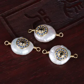 5 buc/pack aur alb negru cz rău protecția ochilor apă dulce pearl wrap sârmă conector pandantiv șirag de mărgele de farmec pentru femei bijuterii DIY