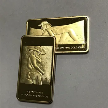 5 Buc pentru Proba fată frumoasă insigna 1 OZ 24k real placat cu aur moda frumusete femei insigna 50 x 28 mm suveniruri monede bar