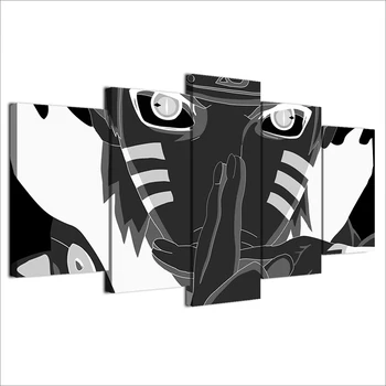 5 bucata de panza de artă HD imprimare Anime printuri Naruto alb-negru pe perete tablouri pentru living decor acasă transport gratuit PÂNĂ-2003B