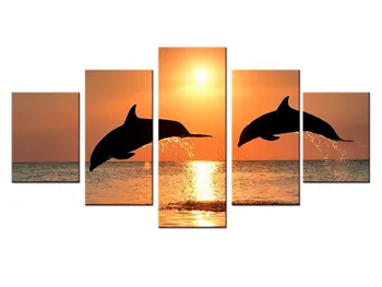 5 bucati / set Pânză Nouă artă Tiparituri Animale Delfini Pictura Arta de Perete Decor Acasă pentru acasă Panza