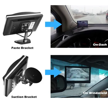 5 inch Monitor Auto pentru Camera retrovizoare Auto Parcare Backup Inversă Monitor HD 800*480 tft-Ecran lcd de 2 Suporturi/Paranteze Opțional