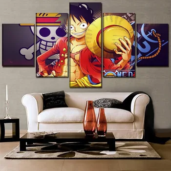5 Panoul De Monkey D. Luffy Anime One Piece Poster Canvas Print Modern Arta De Perete Decor Acasă Un Set Cadru Sau Neînrămate Pictura