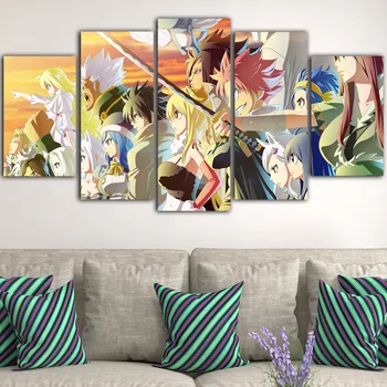 5 Piese Fairy Tail Poster Anime Panza Pictura Quadri Su Tela Pe Soggiorno Duvar Tablolar Decor Acasă Postere Si Printuri Obrazy