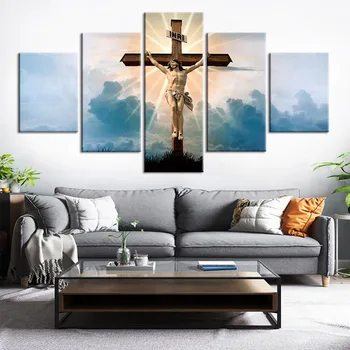 5 Piese Tablouri Canvas Decor Acasă HD Printuri Creștin Isus Poze Poster de Arta de Perete