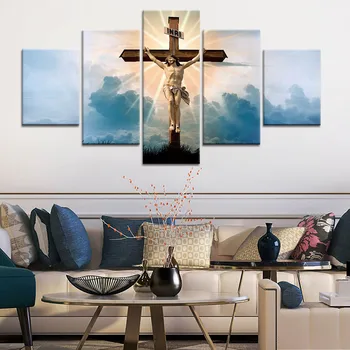 5 Piese Tablouri Canvas Decor Acasă HD Printuri Creștin Isus Poze Poster de Arta de Perete