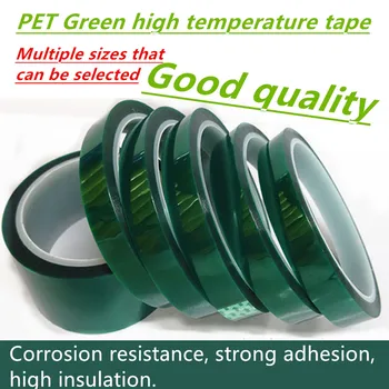 5 Role Latime 30mm x 33m animale de COMPANIE verde film de silicon de înaltă temperatură bandă adezivă,Verde Poliester Banda de Acoperire cu Pulbere de Înaltă Temperatură