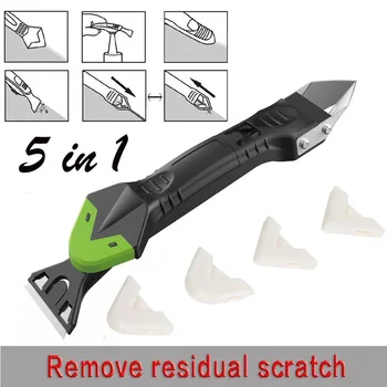 5-În-1 de Silicon Remover Călăfătui Finisher de Etanșare Netedă Racleta Mortar Kit de Instrumente spatula unghi decopertarea cusătură instrument