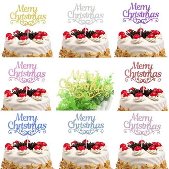 50 buc/lot Merry Christmas Cake Toppers Steaguri Copii la mulți ani Sclipici Cupcake Topper Nunta Petrecere Copil de Dus de Copt DIY