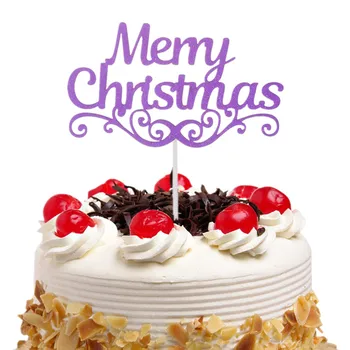 50 buc/lot Merry Christmas Cake Toppers Steaguri Copii la mulți ani Sclipici Cupcake Topper Nunta Petrecere Copil de Dus de Copt DIY
