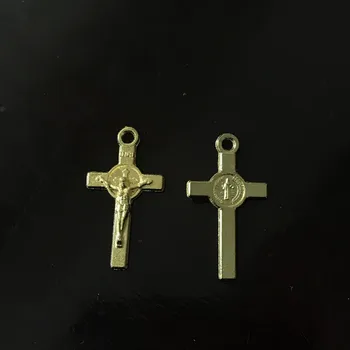 50 buc Mici farmece 12mm*22mm mici cruci Sf. Benedict Cruce Crucifix Catolic pentru rozariului Brățară cadouri